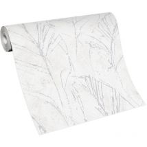 BRICOFLOR Papier Peint feuillage gris clair ppur bureau Tapisserie intissée feuille Papier Peint feuille et palmier gris clair pour salon