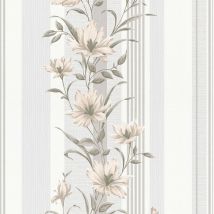 BRICOFLOR Papier Peint fleuri gris et blanc Tapisserie florale pour cuisine, salon & plus Papier Peint intissé fleuri pour chambre