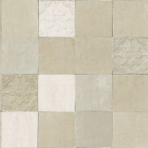 BRICOFLOR Papier peint gris et beige & argent | Papier peint imitation carrelage vinyle & intissé | Papier peint pour cuisine & salle à manger