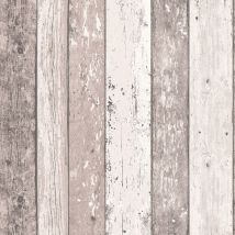 BRICOFLOR Papier peint imitation bois | Papier peint planche de bois beige & blanc | Papier peint Shabby Chic bois usé pour cuisine chambre salon