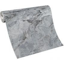 BRICOFLOR Papier Peint imitation marbre gris Tapisserie design effet marbre gris Papier Peint intissé pour cuisine, salon & plus