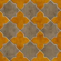 BRICOFLOR Papier peint jaune moutarde et gris | Papier peint style marocain | Papier peint cuisine & salle à manger | Papier peint carrelage - 10,05