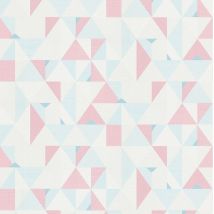 BRICOFLOR Papier Peint moderne rose, bleu et blanc Tapisserie intisssée pour chambre, salon & plus Papier Peint graphique et géométrique