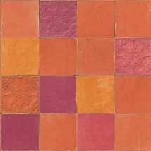 BRICOFLOR Papier peint orange & framboise | Papier peint imitation carrelage | Papier peint style marocain - 10,05 x 0,53 m