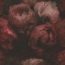 BRICOFLOR Papier peint pivoine | Papier peint bordeaux & noir | Papier peint romantique | Papier peint chambre - 10,05 x 0,53 m