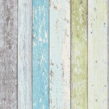 BRICOFLOR Papier peint style bois | Papier peint turquoise, blanc & vert | Papier peint bord de mer | Papier peint salle de bain & chambre ado