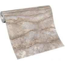 BRICOFLOR Papier Peint trompe l'oeil beige Tapisserie imitation pierre et brique pour bureau, salon & plus Papier Peint intissé fausse pierre