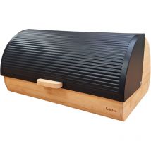 BB1162 Boîte à Pain en Bois de Bambou Couvercle Coulissant, Bread Box Conserver Painen Noir - Briebe