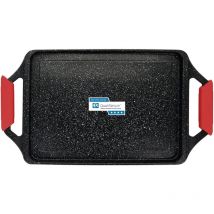 Briebe - Black Titanium Plaque Griller Induction Antiadhésive Titane 43x25 Fonte d'Aluminium sans pfoa Noir