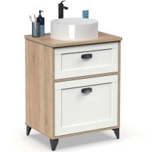 Briebe - Eterna Mueble Baño 60cm Lavabo Sobre Encimera No Incluido, Armario Auxiliar Estilo Vintage 80x61x47cm Blanco