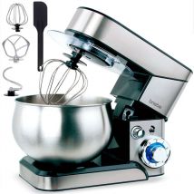 Briebe - KM1114 Robot Pâtissier Boulangerie Cuisine Ménager Multifonction Bol Inox 5L 6 Vitesses 1800W Acier Inoxydable