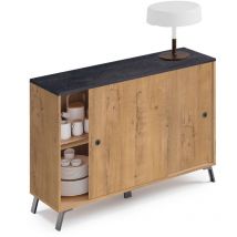 Briebe - Lys Aparador, Mueble Salón Auxiliar, Buffet, 2 Puertas Correderas 87x120x40 cm Recibidor Moderno Madera