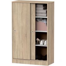Briebe - Nova Armoire Chambre Rangement, Meuble à Chaussures, Portes Coulissantes 120x74x33cm Bois