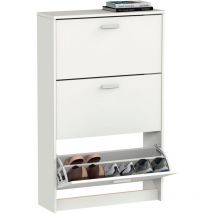Briebe - Nova Meuble à Chaussures Entrée, Meuble Rangement en Bois 3 Portes 119,5x74x25 Blanc