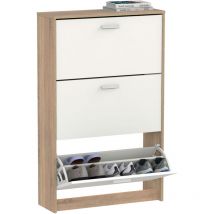 Briebe - Nova Meuble à Chaussures Entrée, Meuble Rangement en Bois 3 Portes 119,5x74x25 Blanc