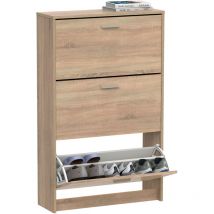 Briebe - Nova Meuble à Chaussures Entrée, Meuble Rangement en Bois 3 Portes 119,5x74x25 Bois