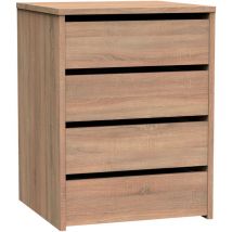 Briebe - Nova Commode Chambre, Table De Chevet, Chiffonnier 4 Tiroirs, 63,5x46x45 cm Bois