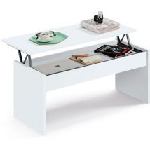 Opal Mesa Centro Elevable, Comedor, Salón, Mesita Café Auxiliar para Sofá, 47x100x50cm/58x100x50cm Blanco - Briebe