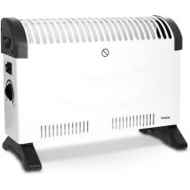 128215 Radiateur à Air Chaud, 3 Niveaux Puissance, Régulateur de Température Thermostat 2000W Blanc - Briebe