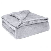 Briebe - Sherpa Canape Couverture Polaire 220x240cm, Épaisse Warm Plaid Blanket Gris Clair