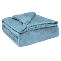 Sherpa Canape Couverture Polaire 130x160cm, Épaisse Warm Plaid Blanket Bleu Pétrole - Briebe
