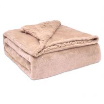 Sherpa Canape Couverture Polaire 130x160cm, Épaisse Warm Plaid Blanket Coral - Briebe
