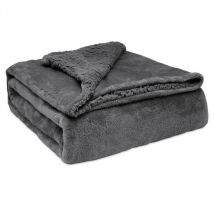 Sherpa Canape Couverture Polaire 130x160cm, Épaisse Warm Plaid Blanket Gris Foncé - Briebe