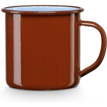 Briebe - Terra Tasse à Café Camping 8cm Pot Acier Émaillé 0,40ml, Pique-nique Voyage, Vintage Marron
