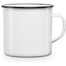 Briebe - Vintage Tasse à Café Camping 10cm Pot Acier Émaillé 0,75ml, Pique-nique Voyage, Vintage Blanc