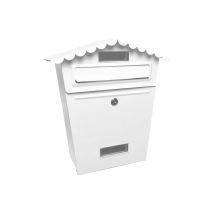 Fabrilamp - Briefkasten dedemail frida Stahl verzinkt white 36x32x10 cm regensicheres Dach, Sichtfenster