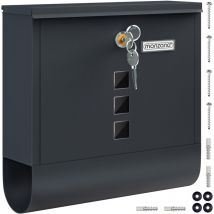 Monzana - Design Briefkasten Stahl mit Zeitungsfach Sichtfenster Namensschild drehbare Abdeckung Kreuzschloss 2 Schlüssel Postkasten anthrazit