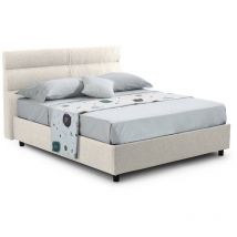 Doppelbett Brienno, Abnehmbar, Mit Stauraum, Made In Italy, Matratze 160x190 Cm, Beige