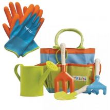 Briers - Kids Childrens Gardening Tool Bag Rake Fork Trowel Watering Can & Gloves