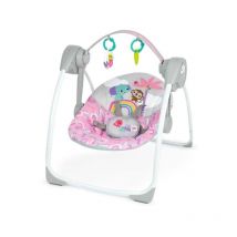 Balancelle bébé électrique compacte – Animaux, rose, 6 vitesses balancement, 10 chansons, 2 position d'inclin - Bright Starts