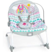 Bright Starts Transat Bébé Évolutif Arc-en-ciel, Rosa, Beruhigende Vibrationen, 2 Neigungspositionen, Bis Zu 30 Monate