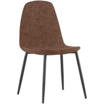 Brigitte - Chaise en éco-cuir marron 4 pcs