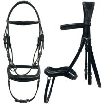 Gold - Briglia inglese anatomica e sagomata in cuoio italiano di alta qualità completa di chiudibocca: Full, Marrone