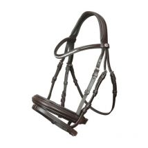 Briglia inglese Shaped Leedsin in cuoio spesso con brillanti sul frontalino bombato: Cob, Nero