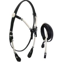 Sartore - Briglia western in cuoio decorazione basket e inserti in rawhide con redini - nero