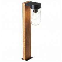 Brilliant - cabar Borne extérieure - coloris bois foncé/noir - métal/verre E27 1x40W