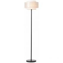 Lampe, Odar Standleuchte 1flg schwarz/beige, 1x A60, E27, 42W, Mit Fußschalter - Brilliant