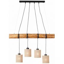 Lampe, Vander Pendelleuchte 4flg schwarz/holzfarbend, 4x A60, E27, 25W, Holz aus nachhaltiger Waldwirtschaft (fsc) - Brilliant