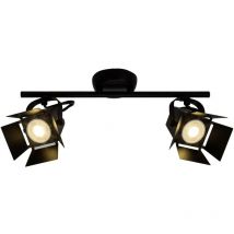 Lampe Movie led Spotrohr 2flg schwarz matt 2x LED-PAR51, GU10, 5W LED-Reflektorlampen inklusive, (380lm, 3000K) Köpfe schwenkbar - Brilliant