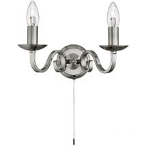 Searchlight Richmond - Applique murale d'intérieur à 2 ampoules, argent satiné, E14