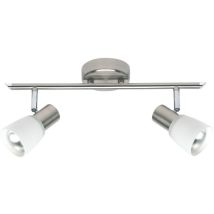 Brilliant Lampe Luca Spot Tube 2 Lames Fer / Chrome / Blanc 2x R50, E14, 40w, Adapté Aux Lampes À Réflecteur (non Incluses) Échelle A ++ À E Têtes 