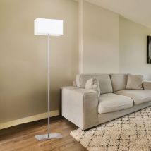 Lampadaire en tissu motif fleurs sur pied interrupteur marchepied massif 38063/38/10