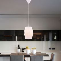 Lampe suspension plafonnier salle à manger suspension avec abat-jour blanc, métal plastique, 1x E27, DxH 30x150 cm, salon