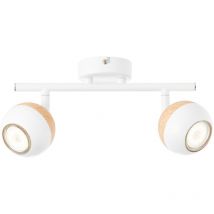 Brilliant - Lampe Scan led Spotrohr 2flg weiß/holz hell 2x LED-PAR51, GU10, 3W LED-Reflektorlampen inklusive, (250lm, 3000K) Köpfe schwenkbar