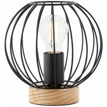 Sorana Tischleuchte schwarz/holzfarben 1x A60, E27, 40W, geeignet für Normallampen (nicht enthalten) - Brilliant