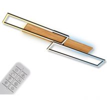 Briloner - Cornice led Plafonnier, Télécommande, Variable, Lumière indirecte, Fonction mémoire, Noir-Bois, 110 x 25 x 8,5 cm